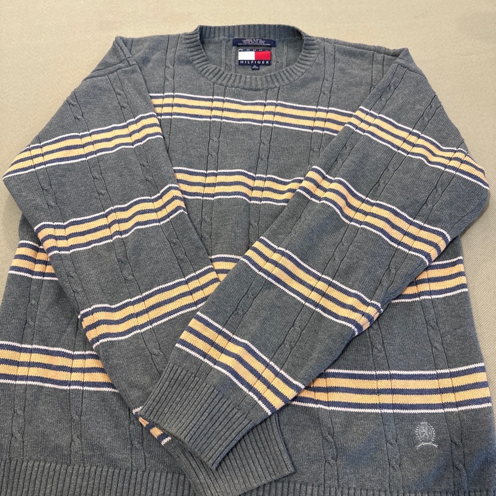 Vintage Tommy Hilfiger olive green and yellow sweater